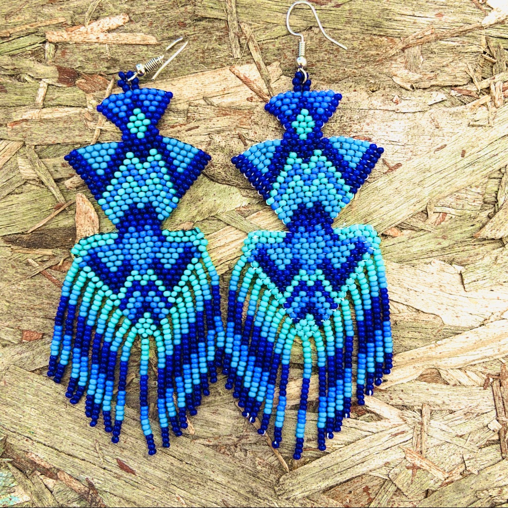 Adelita Huichol Beaded Earrings Handmade E-222 21$